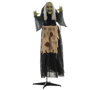 HOMCOM 160cm 63" Witch Outdoor Halloween Decoration, Halloween Animatronic with Sound Activated, Light Up Eyes, Sound Effects Aosom UK