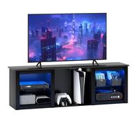 HOMCOM 160cm TV Unit w/ LED Lights for 65" TV Modern TV Stand Cabinet Black