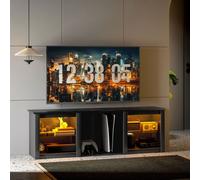 HOMCOM 160cm TV Unit w/ LED Lights for 65" TV Modern TV Stand Cabinet Black