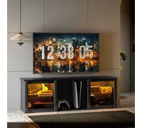 HOMCOM 5 Shelf Black LED TV Unit - Size: 53.0 cm x 35.0 cm x 160.0 cmcm - Wilko