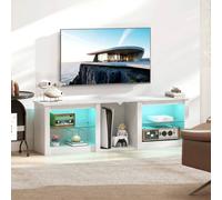 Homcom 160Cm Tv Unit W/ Led Lights For 70" Tv Modern Tv Stand Cabinet In White White One Size