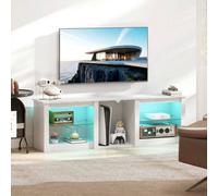 Homcom 160Cm Tv Unit W/ Led Lights For 70In Tv Modern Tv Stand Cabinet