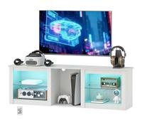 Homcom 160Cm Tv Unit W/ Led Lights For 70In Tv Modern Tv Stand Cabinet
