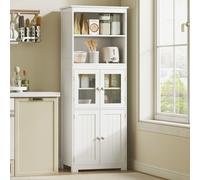 HOMCOM 162cm Kitchen Cupboard Storage Cabinet Adjustable Shelves in White HOMCOM White