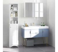 HOMCOM 165cm Freestanding Slimline Bathroom Cabinet - White, White
