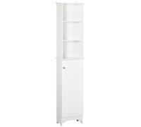 HOMCOM 165cm Freestanding Slimline Bathroom Cabinet - White, White