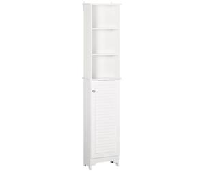 HOMCOM 165cm Slim Freestanding Bathroom Storage Cabinet with 3 Open Shelves & 3-Shelf Cupboard - White 834-242