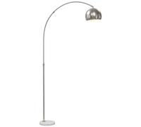 HOMCOM 167cm Arc Floor Lamp for Living Room, Modern Adjustable Standing Lamp with Foot Switch, Faux Black Marble Base and Bell Shade for Home Offices, Bedrooms, Silver Tone