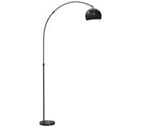 HOMCOM 167cm Arc Floor Lamp for Living Room, Modern Adjustable Standing Lamp with Foot Switch, Faux Black Marble Base and Bell Shade for Home Offices, Bedrooms, Black