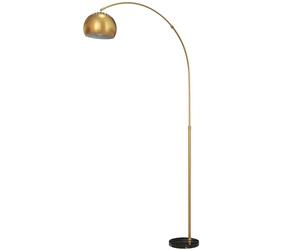 HOMCOM 167cm Arc Floor Lamp for Living Room, Modern Adjustable Standing Lamp with Foot Switch, Faux Black Marble Base and Bell Shade for Home Offices, Bedrooms, Gold Tone