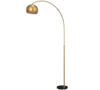 HOMCOM 167cm Arc Floor Lamp Modern Adjustable with Foot Switch Gold Tone