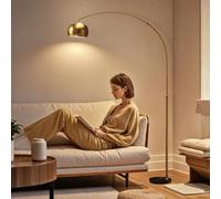HOMCOM Arc Floor Lamp for Living Room, Free Standing Tall Lamp, Gold Tone, Gold