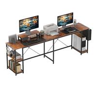 Homcom 168Cm Reversible L Shaped Desk, 240Cm Two Person Desk, Rustic Brown