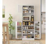HOMCOM 169cm Tall Kitchen Pantry Storage Cabinet with Microwave Shelf, White