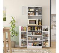 Homcom 169Cm Tall Kitchen Pantry Storage Cabinet With Microwave Shelf In White White