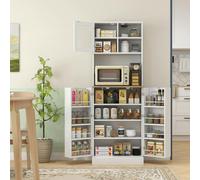 HOMCOM 169cm Tall Kitchen Pantry Storage Cabinet with Microwave Shelf, White