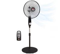 HOMCOM 16in Pedestal Fan, Standing Fan with LED Panel, 3 Speed 3 Mode, 85 Degree Oscillation, Remote Controller, Height Adjustable for Living Room, Bedroom, Garage, Office, Black