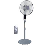 HOMCOM 16in Pedestal Fan, Standing Fan with LED Panel, 3 Speed 3 Mode, 85 Degree Oscillation, Remote Controller, Height Adjustable for Living Room, Bedroom, Garage, Office, Grey