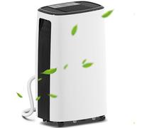 HOMCOM 16L/Day Dehumidifier, Continuous Drainage Dehumidifier with 3.7L Water Tank, Drainage Hose, Digital Humidity Display, 24H Timer, 3 Colour Light for Bedroom, Basement, Drying Clothes