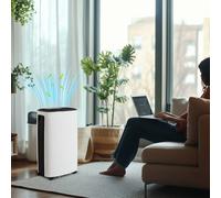 HOMCOM 16L/Day Dehumidifier with 3.7L Water Tank & Drainage Hose, 24H Timer, Digital Humidity Display, 3 Colour Light, Continuous Drainage Dehumidifiers for Drying Clothes, Bedroom, Basement