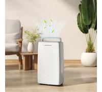 HOMCOM 16L/Day Dehumidifier for Home, Activated Carbon Air Filter, Portable Compressor Dehumidifier with 5.5L Water Tank, 24H Timer, Laundry Drying, Continuous Drainage, Humidity Light, White