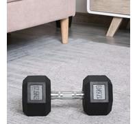 HOMCOM 17.5Kg Single Rubber Hex Dumbbell Portable Hand Weights Home Gym, Black