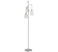 HOMCOM 170.5cm Industrial Dimmable Standing Lamp, 3-Light Floor Lamp with Steel Wire Cage Lampshades, Silver Tone