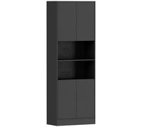 HOMCOM 170 cm Kitchen Pantry Cabinet, Freestanding Storage Cabinet with Soft-Close Hinges, Black Wood Effect