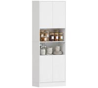Homcom 170Cm Kitchen Pantry Cabinet With Soft-Close Hinges, White Wood Effect