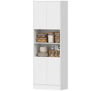Homcom 170Cm Kitchen Pantry Cabinet With Soft-Close Hinges In White White