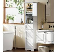 Portland 2 Door Single Drawer Single Shelf Tall Bathroom Storage Cabinet with LED Light