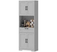 Homcom 170Cm Tall Kitchen Pantry With Adjustable Shelves, 4 Doors, Grey