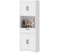 Homcom 170Cm Tall Kitchen Pantry With Adjustable Shelves, White Wood Effect
