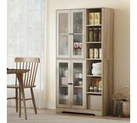 HOMCOM 172 cm Tall Kitchen Cupboard, Pantry Storage Cabinet, Light Grey - Light Grey