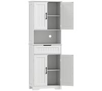 HOMCOM 172 cm Tall Kitchen Pantry Cupboard w/ Small Open Counter, Freestanding Kitchen Cabinet w/ 2 Adjustable Shelves, White