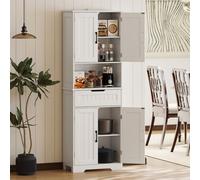 HOMCOM 172 cm Tall Kitchen Pantry Cupboard with Small Open Counter, White