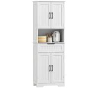 Homcom 172 Cm Tall Kitchen Pantry Cupboard With Small Open Counter, White White