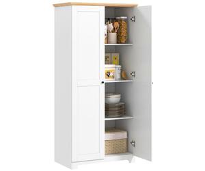 HOMCOM 172cm Kitchen Cupboard Freestanding Storage Cabinet 2-Door White