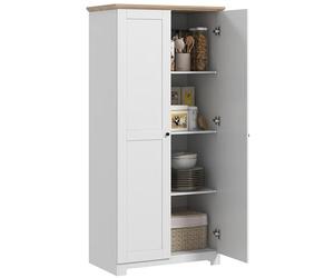 HOMCOM 172cm Kitchen Cupboard, Freestanding Storage Cabinet with Doors and Shelves, Modern 2-Door Kitchen Pantry Cupboard for Dining Room, White