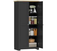 Homcom 172Cm Wooden Storage Cabinet Cupboard With 2 Doors 4 Shelves Pantry In Black Black