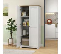 HOMCOM 172cm Kitchen Cupboard, Freestanding Storage Cabinet with Doors and Shelves, Modern 2-Door Kitchen Pantry Cupboard for Dining Room, White