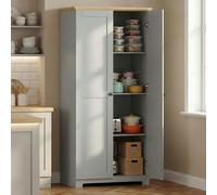 HOMCOM 172cm Wooden Storage Cabinet Cupboard With 4 Shelves - 80 x 48 x172 cm - Grey