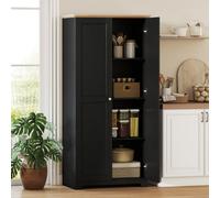 Homcom 172Cm Wooden Storage Cabinet Cupboard With 4 Shelves Black