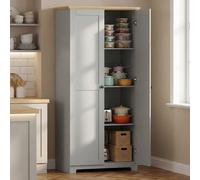 HOMCOM 172cm Wooden Storage Cabinet Cupboard With 4 Shelves in Grey HOMCOM Grey
