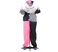 HOMCOM 173cm 68" Laughing Clown Outdoor Halloween Decoration, Animated Halloween Prop with Light Up Eyes, Sound Effects, Sound Activated for Haunted House