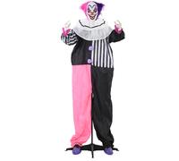 HOMCOM 173cm 68" Laughing Clown Outdoor Halloween Decoration, Halloween Animatronic with Sound Activated, Light Up Eyes, Sound Effects Aosom UK