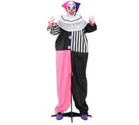 HOMCOM 173cm 68" Laughing Clown Outdoor Halloween Decoration, Halloween Animatronic with Sound Activated, Light Up Eyes, Sound Effects, Animated Prop for Haunted House