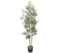 HOMCOM 175 cm Decorative Artificial Tree Silk Olive Tree with 787 Leaves | Cement Pot, Fake Plant, Home, Office, Living Room, Indoor Decor