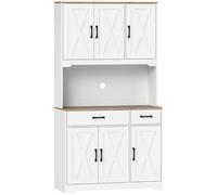 HOMCOM 175 cm Tall Kitchen Pantry Cabinet with Microwave Stand, Freestanding Pantry Cupboard, White