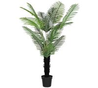 HOMCOM 175cm Artificial Areca Palm Tree with 16 PE Leaves Plastic Pot Green | Decorative Artificial Plant, Flocked Soil, Fake Plant for Home Office Decor